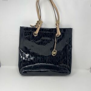 Michael Kors North South Jet Set Black Metallic Mirror Shoulder Tote Bag